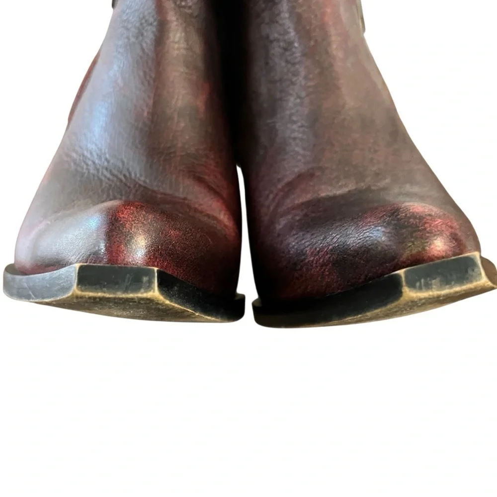 Jeffrey Campbell Burgundy Red Leather Western Cowboy Ankle Bootie Boot SZ 6.5